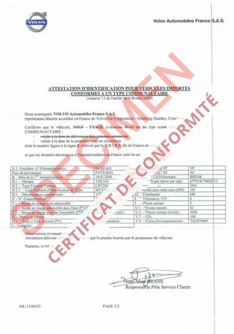 Certificat De Conformité Volvo | Obtention Du Certificat De Conformité ...